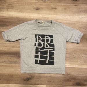 Burberry Brit Women’s Short Sleeve Sweatshirt Small 100 Cotton Gray Logo Graphic